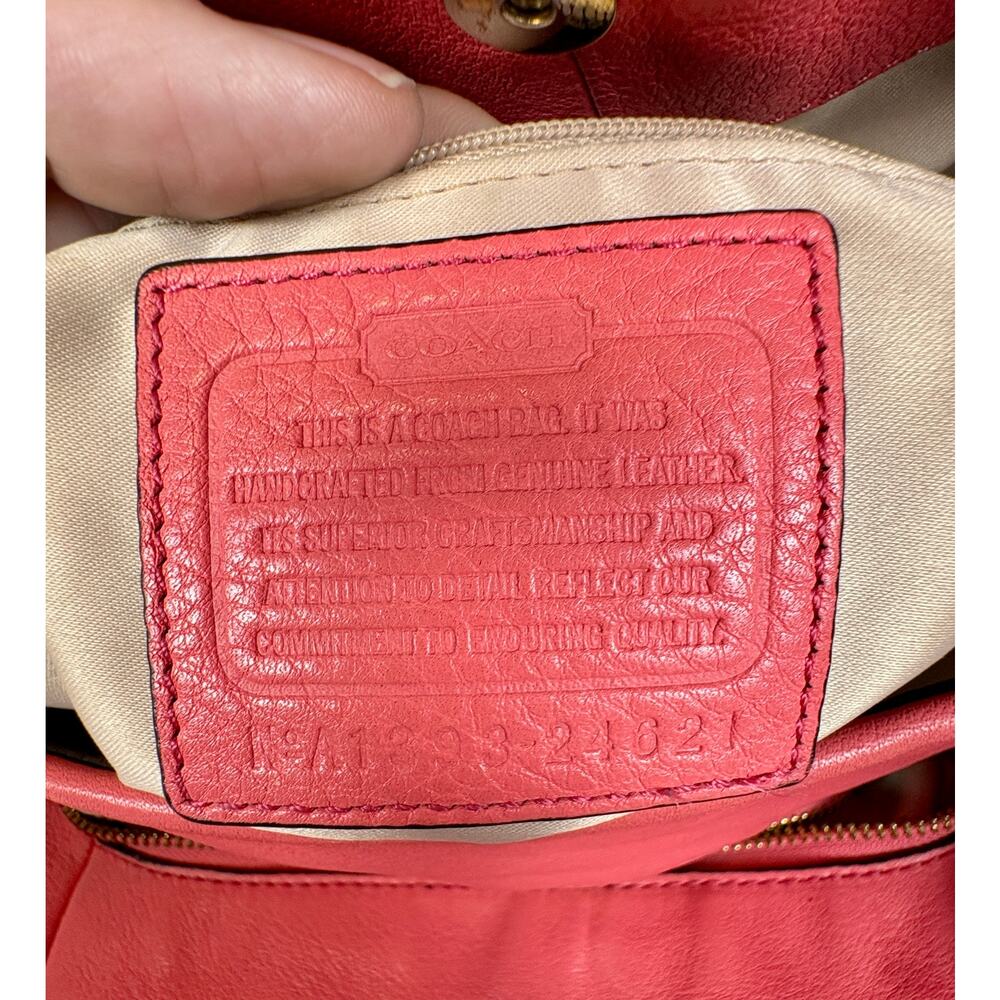 Coach Madison Phoebe Shoulder Bag in Pink/Dahlia Pebble Leather with Scarf - Picture 12 of 16